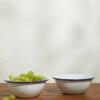 Enamelware Small Serve Bowl (Set Of 2) By Crow Canyon 1 Enamelware Small Serve Bowl (Set Of 2) By Crow Canyon -Tableware Supplies Store EnamelwareSmallServeBowl BlueRim Setof2 7483