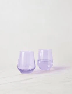 Stemless Wine Glass (Set Of 2) By Estelle Colored Glass -Tableware Supplies Store EstelleColoredGlassStemlessWineGlass Lav Setof2 1