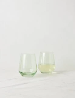 Stemless Wine Glass (Set Of 2) By Estelle Colored Glass -Tableware Supplies Store EstelleColoredGlassStemlessWineGlass MINT Setof2 2