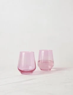 Stemless Wine Glass (Set Of 2) By Estelle Colored Glass -Tableware Supplies Store EstelleColoredGlassStemlessWineGlass RosePink Setof2 1
